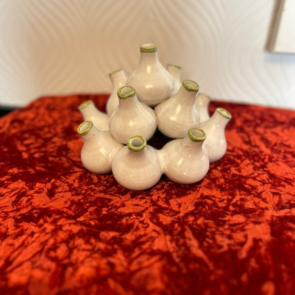 Italian White Ceramic Bud Vase Set